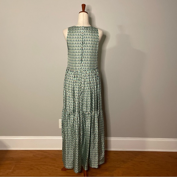 Odeeh maxi sleeveless dress orange brown white and teal pattern - size 36 - Picture 3 of 4